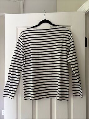 Saint James Women's Navy and White Striped Breton Jersey, small/36